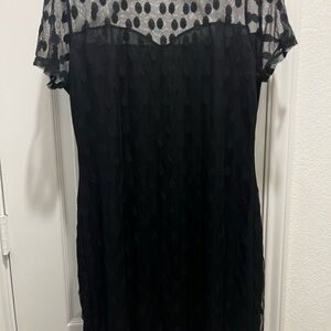 Elegant Black Sheer Polka Dot Dress